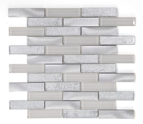 Metal Silver Glossy Linear Mosaic Wall Tile