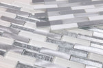 Sample of Metal Silver Glossy Linear Mosaic Wall Tile-Sample-American Tile Depot