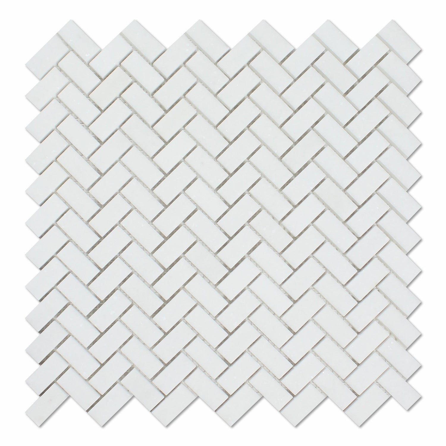 Thassos White Marble Honed Mini Herringbone Mosaic Tile