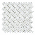 Thassos White Marble Polished Mini Herringbone Mosaic Tile-Marble Mosaic-American Tile Depot