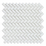 Thassos White Marble Polished Mini Herringbone Mosaic Tile-Marble Mosaic-American Tile Depot