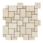 Crema Marfil Marble Polished Mini Versailles Mosaic Tile-Marble Mosaic-American Tile Depot