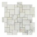 Calacatta Gold Marble Polished Mini Versailles Mosaic Tile-Marble Mosaic-American Tile Depot