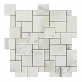 Calacatta Gold Marble Polished Mini Versailles Mosaic Tile