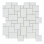 Thassos White Marble Honed Mini Versailles Mosaic Tile-Marble Mosaic-American Tile Depot