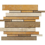 Mixed Travertine Honed Random Strip Mosaic Tile-Travertine Mosaic-American Tile Depot