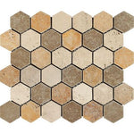 Mixed Travertine Tumbled 2'' Hexagon Mosaic Tile-Travertine Mosaic-American Tile Depot