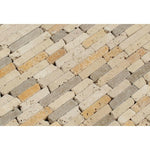 Mixed Travertine Tumbled Random Strip Mosaic Tile-Travertine Mosaic-American Tile Depot