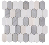 Zeta Blue New Polished Elongated Hexagon Marble Mosaic Tile