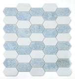 Zeta Crystal Ocean Polished Elongated Hexagon Marble Mosaic Tile