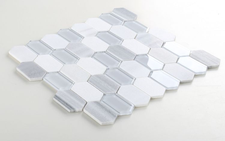 Zeta Light Elongated Hexagon Mosaic Wall Tile-Mixed Mosaic-American Tile Depot