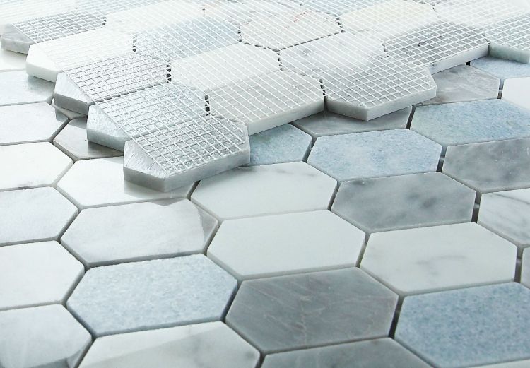 Zeta Livid Polished Elongated Hexagon Marble Mosaic Tile-Marble Mosaic-American Tile Depot