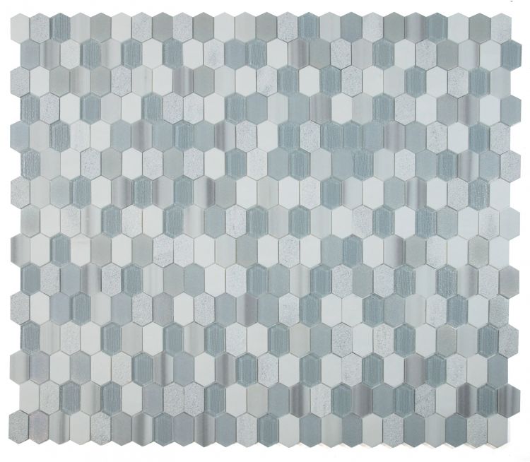 Zeta Modern Grey Elongated Hexagon Mosaic Wall Tile-Mixed Mosaic-American Tile Depot