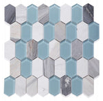 Zeta Sky Polished Elongated Hexagon Mosaic Wall Tile-Mixed Mosaic-American Tile Depot