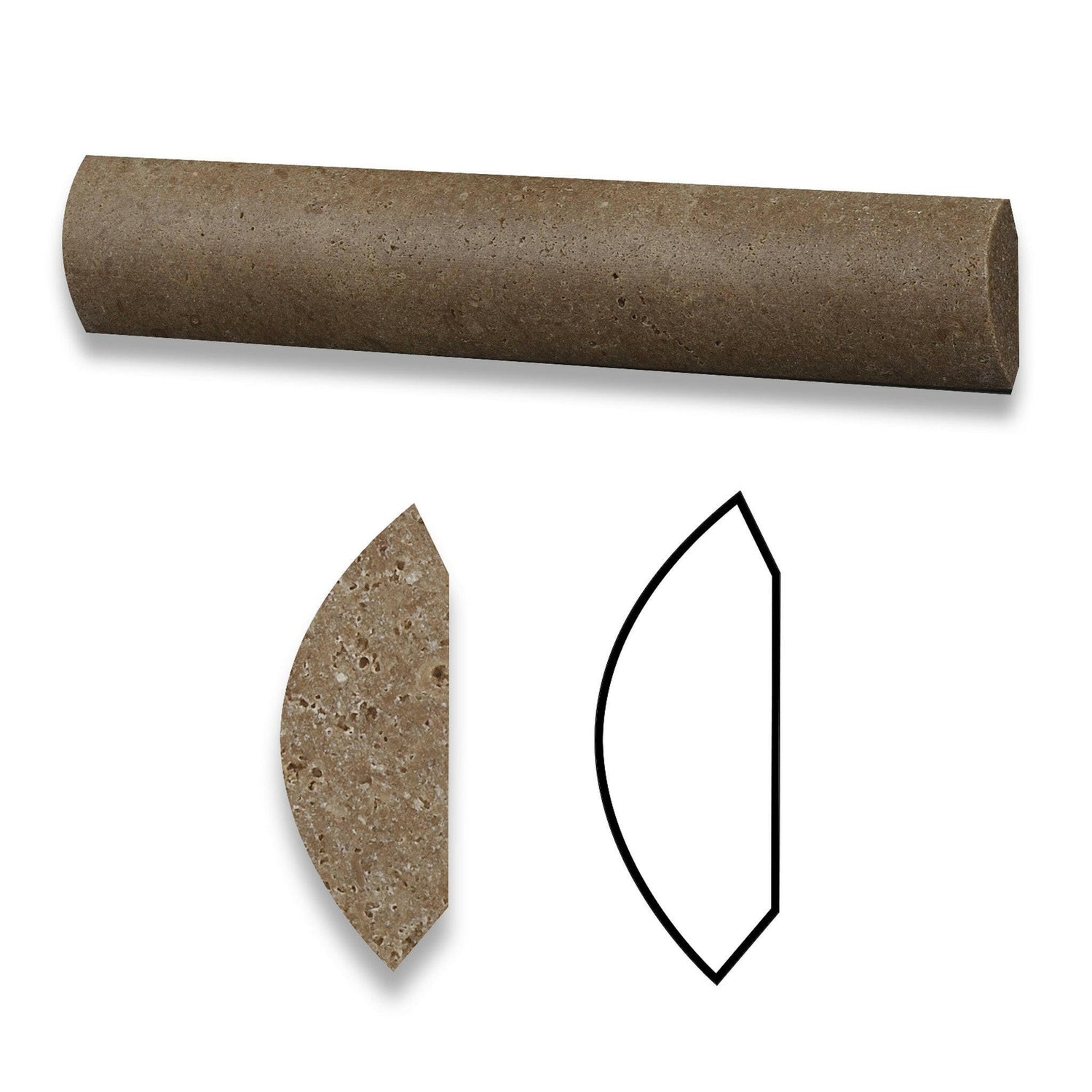 Noce Travertine Honed Quarter - Round Trim Molding-Travertine Molding/Trim-American Tile Depot