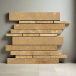 Noce Travertine Honed Random Strip Mosaic Tile-Travertine Mosaic-American Tile Depot