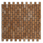 Noce Travertine Mini Brick Tumbled Mosaic Tile-Travertine Mosaic-American Tile Depot