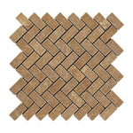 Noce Travertine Tumbled 1 X 2 Herringbone Mosaic Tile-Travertine Mosaic-American Tile Depot