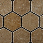 Noce Travertine Tumbled 2'' Hexagon Mosaic Tile-Travertine Mosaic-American Tile Depot