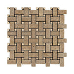 Noce Travertine Tumbled Basketweave Mosaic Tile w/ Ivory Dots-Travertine Mosaic-American Tile Depot