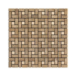 Noce Travertine Tumbled Mini Pinwheel Mosaic Tile w / Ivory Dots-Travertine Mosaic-American Tile Depot