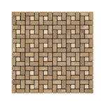 Noce Travertine Tumbled Mini Pinwheel Mosaic Tile w / Ivory Dots-Travertine Mosaic-American Tile Depot