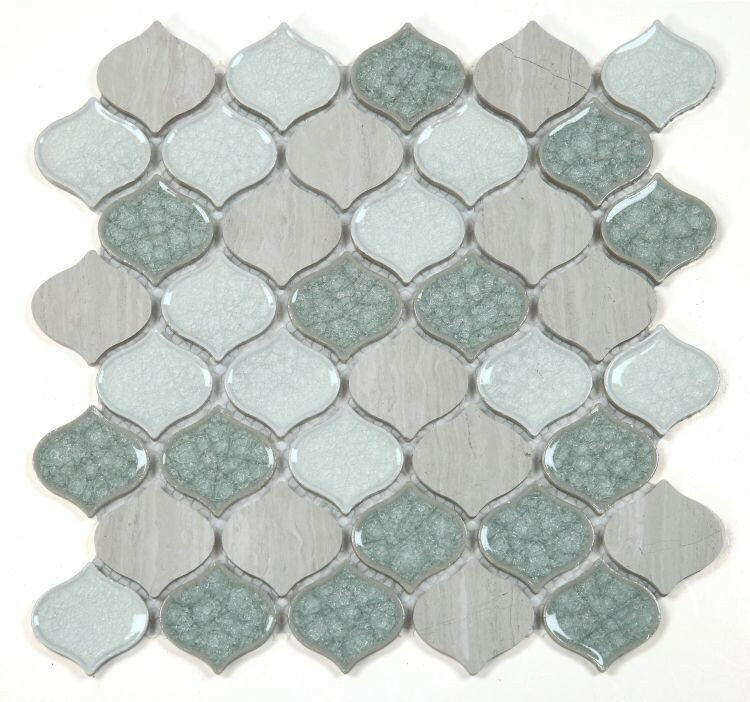 Oasis Swiss Blue Arabesque Mosaic Wall Tile-Mixed Mosaic-American Tile Depot