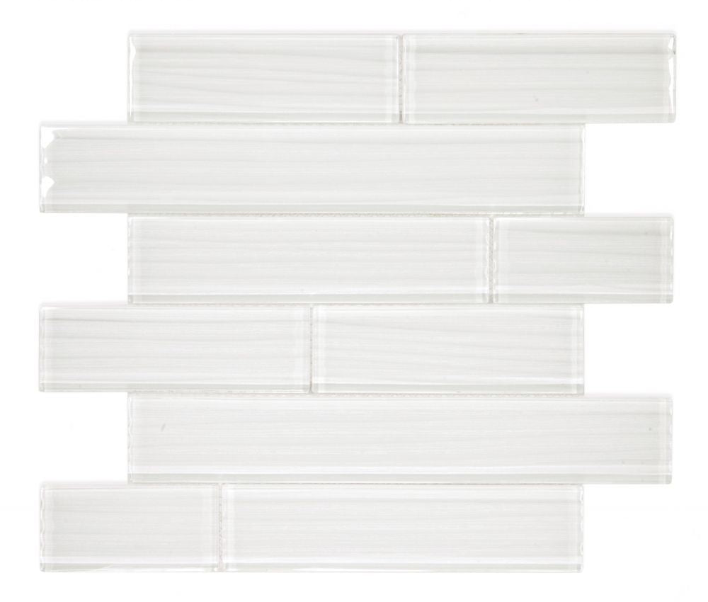 Oceanhouse Silver White Multi Size Glossy Subway Glass Mosaic Tile-Glass Mosaic-American Tile Depot