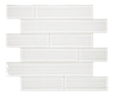 Oceanhouse Silver White Multi Size Glossy Subway Glass Mosaic Tile