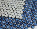 Orb Night Blue Penny Round Handmade Porcelain Mosaic Tile-Porcelain Mosaic-American Tile Depot