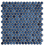 Orb Night Blue Penny Round Handmade Porcelain Mosaic Tile-Porcelain Mosaic-American Tile Depot