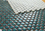 Orb Night Turquoise Glossy Penny Round Handmade Porcelain Mosaic Tile-Porcelain Mosaic-American Tile Depot