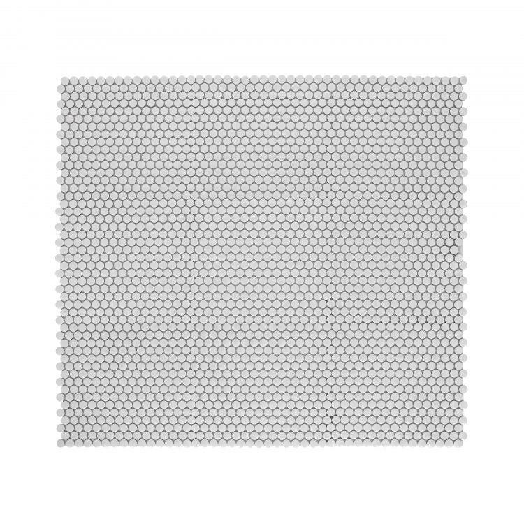 Orb Noon Light Grey Matte Penny Round Handmade Porcelain Mosaic Tile-Porcelain Mosaic-American Tile Depot