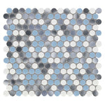 Orb Noon Sky Penny Round Handmade Porcelain Mosaic Tile-Porcelain Mosaic-American Tile Depot