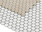 Orb Noon Statuario Matte Penny Round Handmade Porcelain Mosaic Tile-Porcelain Mosaic-American Tile Depot