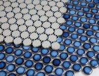 Orb Night Blue Penny Round Handmade Porcelain Mosaic Tile-Porcelain Mosaic-American Tile Depot