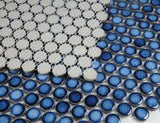 Orb Night Blue Penny Round Handmade Porcelain Mosaic Tile-Porcelain Mosaic-American Tile Depot