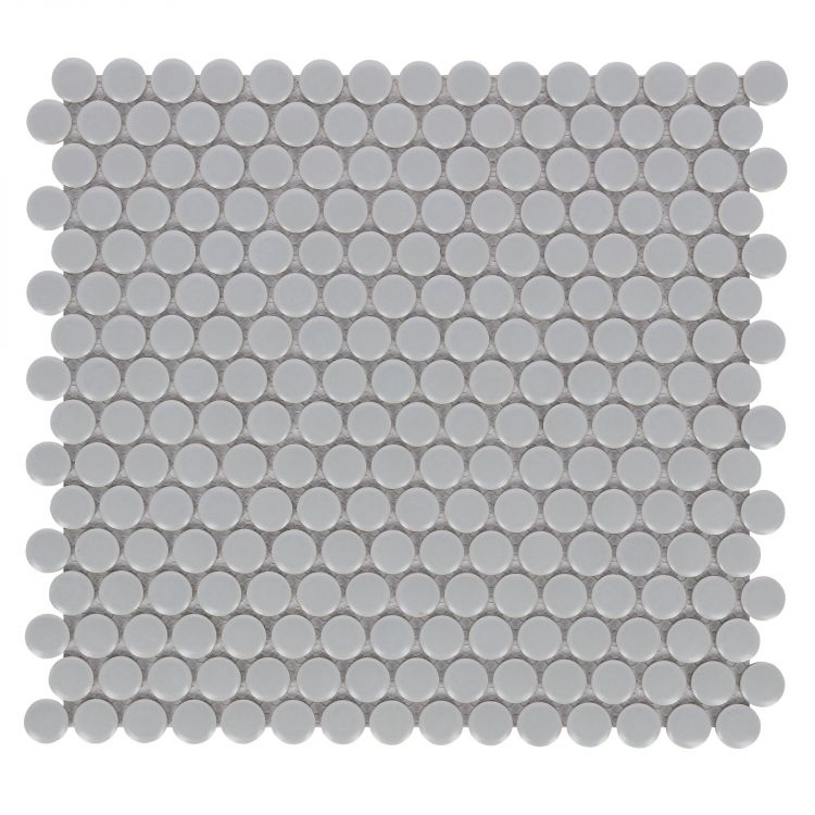 Orb Noon City Grey Matte Penny Round Handmade Porcelain Mosaic Tile-Porcelain Mosaic-American Tile Depot