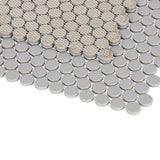 Orb Noon City Grey Matte Penny Round Handmade Porcelain Mosaic Tile