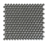 Orb Night Dark Grey Matte Grip Penny Round Handmade Porcelain Mosaic Tile-Porcelain Mosaic-American Tile Depot