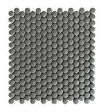 Orb Night Dark Grey Matte Grip Penny Round Handmade Porcelain Mosaic Tile