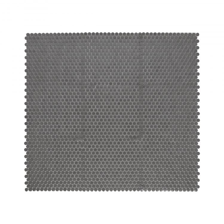 Orb Night Dark Grey Matte Penny Round Handmade Porcelain Mosaic Tile-Porcelain Mosaic-American Tile Depot