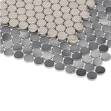 Orb Night Fancy Grey Penny Round Handmade Porcelain Mosaic Tile