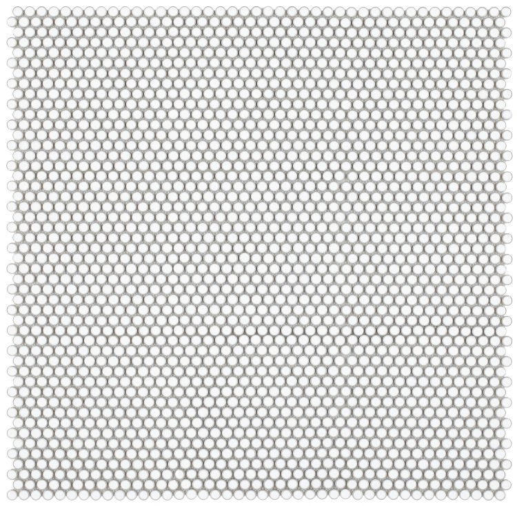 Orb Noon Fancy White Penny Round Handmade Porcelain Mosaic Tile-Porcelain Mosaic-American Tile Depot