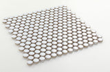 Orb Noon Fancy White Penny Round Handmade Porcelain Mosaic Tile