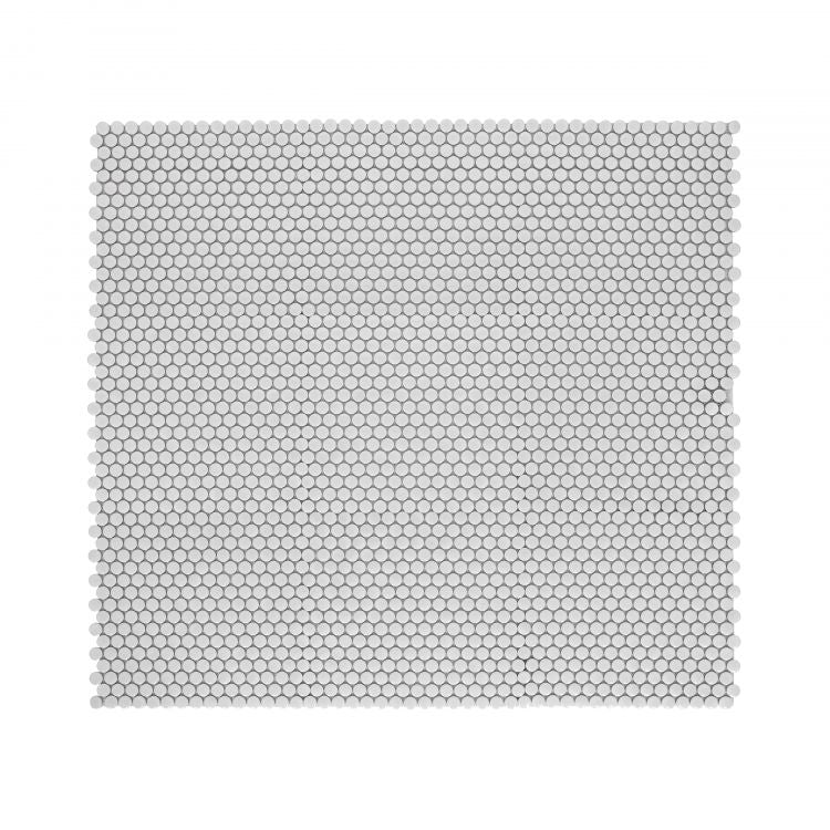 Orb Noon Light Grey Matte Penny Round Handmade Porcelain Mosaic Tile-Porcelain Mosaic-American Tile Depot