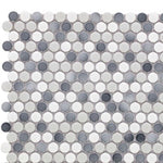 Sample of Orb Noon Mixed Grey Glossy Penny Round Handmade Porcelain Mosaic Tile-Porcelain Mosaic-American Tile Depot