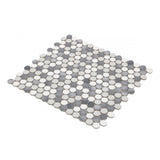 Orb Noon Mixed Grey Glossy Penny Round Handmade Porcelain Mosaic Tile