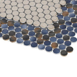 Orb Night Shadow Penny Round Handmade Porcelain Mosaic Tile