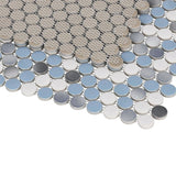 Orb Noon Sky Penny Round Handmade Porcelain Mosaic Tile